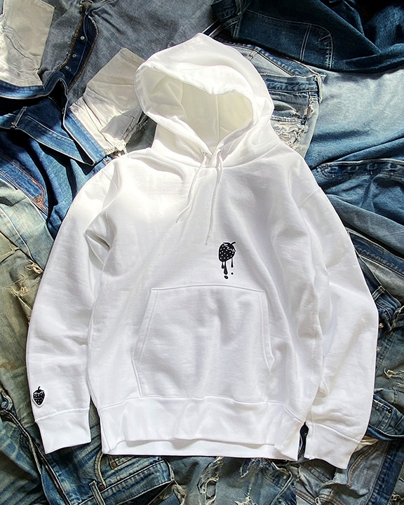 DRIP STRAWBERRY PRINTED HOODED SWEATSHIRT