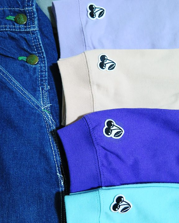 SLEEVE ONE-POINT EMBLEMED CHERRY LONG SLEEVE T-SHIRTS COLORFUL